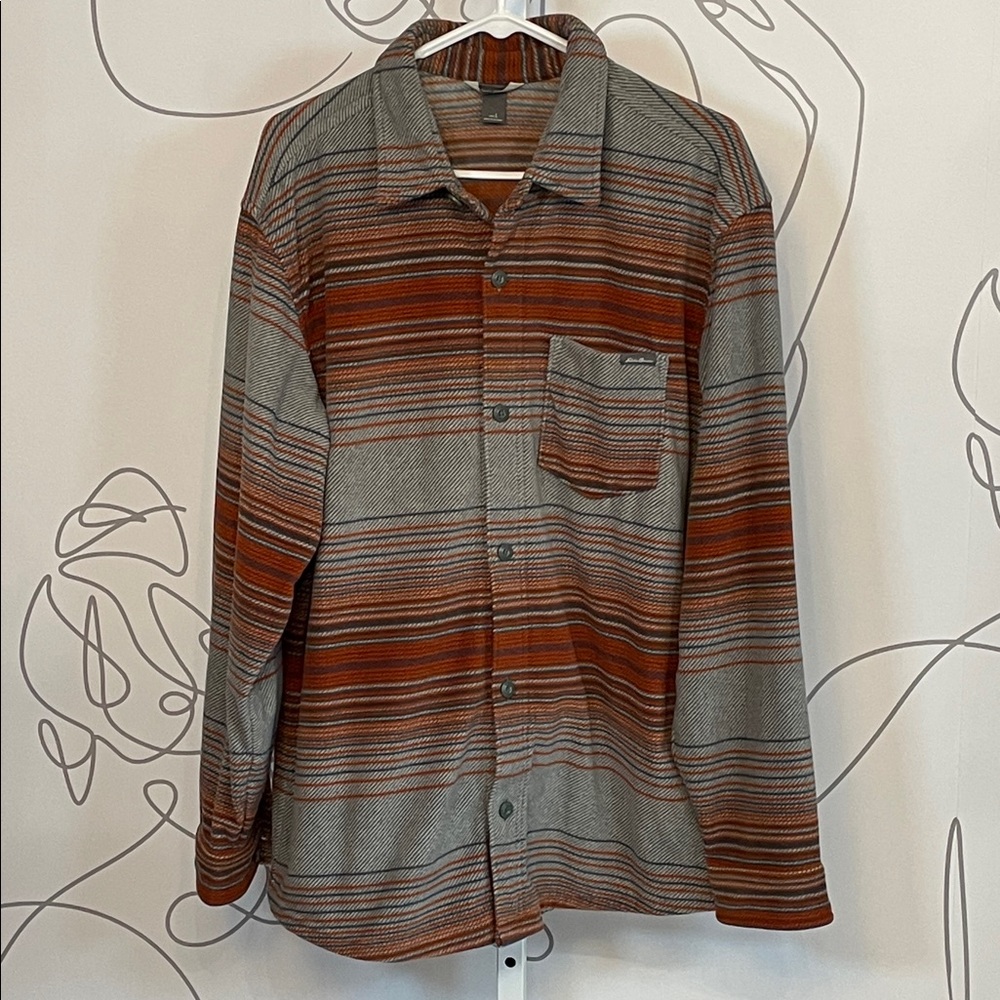 Eddie Bauer Rust and Gray Fleece Shirt size L